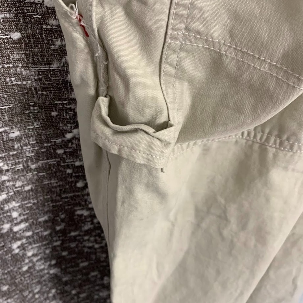Vintage Y2K Old Navy Bib Carpenter Overalls Beige Denim Cargo Utility Women's XS - Picture 10 of 13